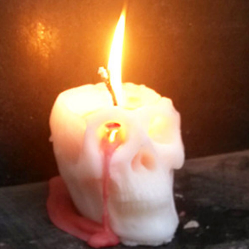 1 stk blødende kraniumlys grædende lys halloween stort røgfrit skelet terrorlys: Hvid