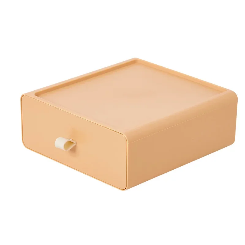 Cajón de escritorio apilable, caja de almacenamiento con asa, gran capacidad, organizador de artículos diversos, almacenamiento para el hogar: YELLOW