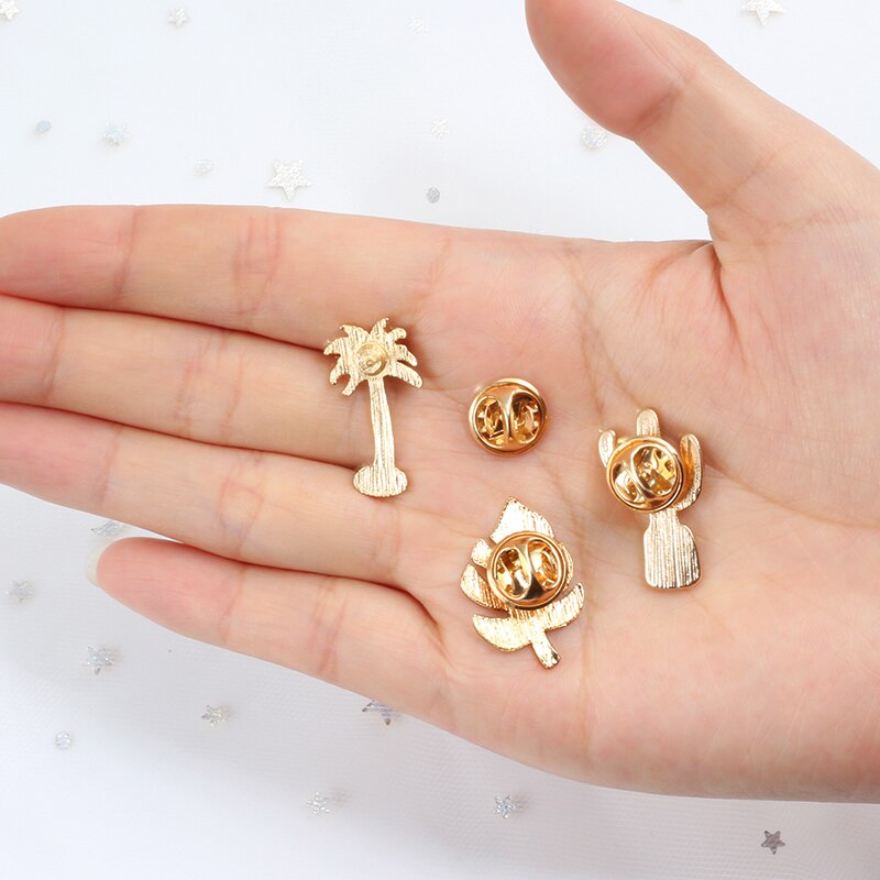 Karikatur Pflanzen Broschen Kokos Baum Monstera Kaktus Blatt Emaille Revers Stifte Abzeichen Für Jacken Rucksack Schmuck für freunde