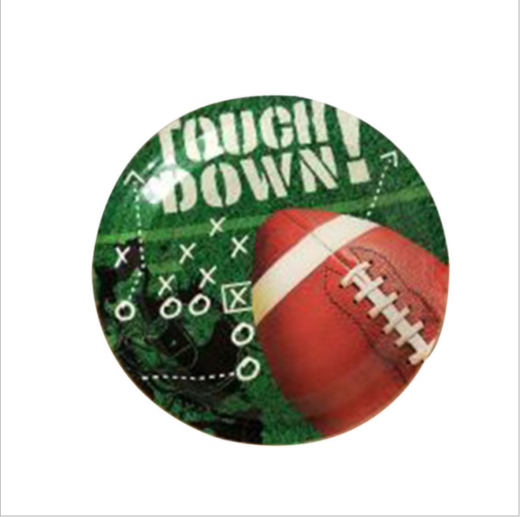Rugby American Football Theme Party Supplies Disposable Dinnerware Set Plates Napkins Cups Knifves Fork Spoon Birthday Party Set: 7inch plate 16pieces