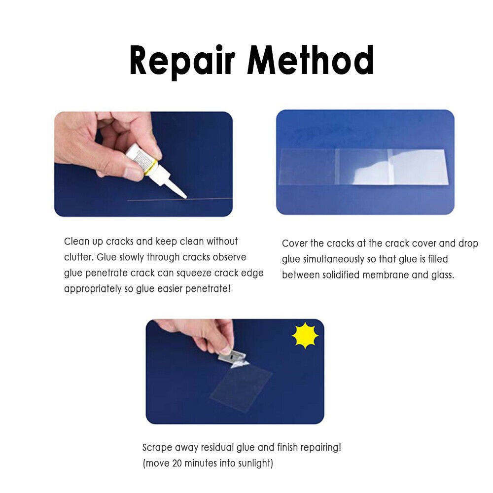 2pcs Automotive Glass Nano Repair Fluid Car Window Glass Crack Chip Repair Tool Kit