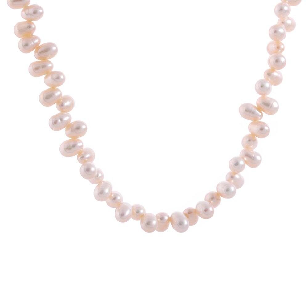 Yhpup nuovi accessori in acciaio inossidabile collana con catena di perle d'acqua dolce naturale gioielli collana con colletto di fidanzamento per matrimonio regalo: YH1359A White