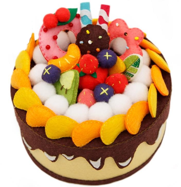 Filzen kit filz diy handwerk Handgemachte bunte kuchen Lagerung Fall Für Kinder Geburtstag Speziellen Fühlte DIY Paket