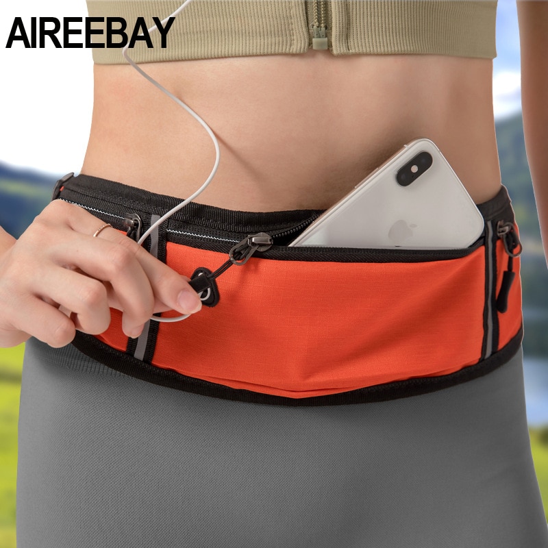 Aireebay unisex-juoksulaukku urheilullinen vyölaukku vedenpitävä vaellus perälaukku urheilu retkeilyvyötärönauha fanny-reppu erittäin ohut naisille