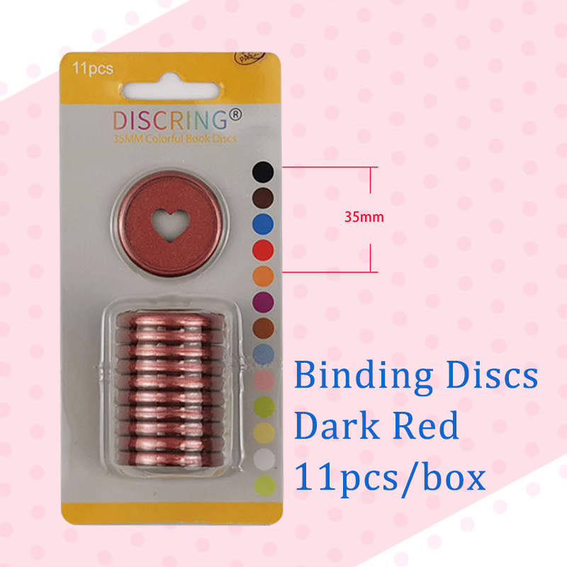 11pcs/1box Colour Mushroom Hole 35mm Plastic Matte Binding Discs Notebook Binder Ring Discs Button Planner Binder DIY Scrapbook: Dark Red