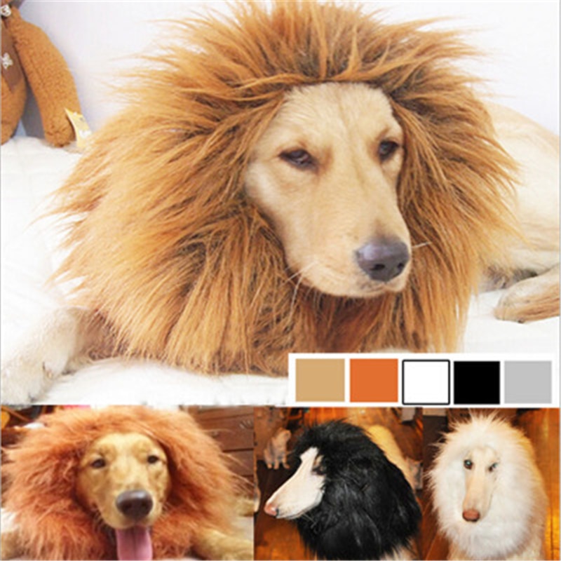 Grappige Grote Hond Hoed Kostuum Lion Mane Pruik Kleding voor Hond Kerst Halloween Huisdier Dress Up met Oren of Zonder oren Kostuum