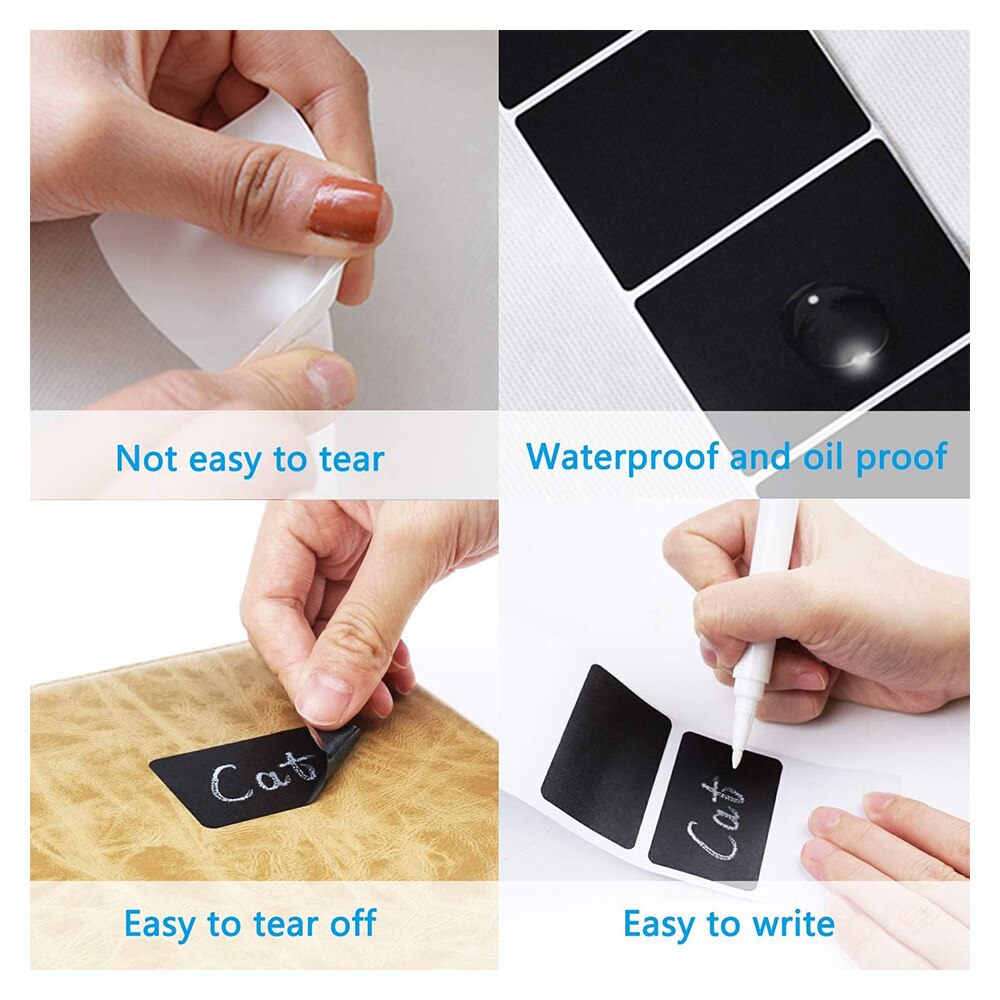 48pcs Blackboard Spice Sticker Reusable Jar Labels Kitchen Label Stickers Organizer Chalkboard Wall Stickers Board Decals Pen