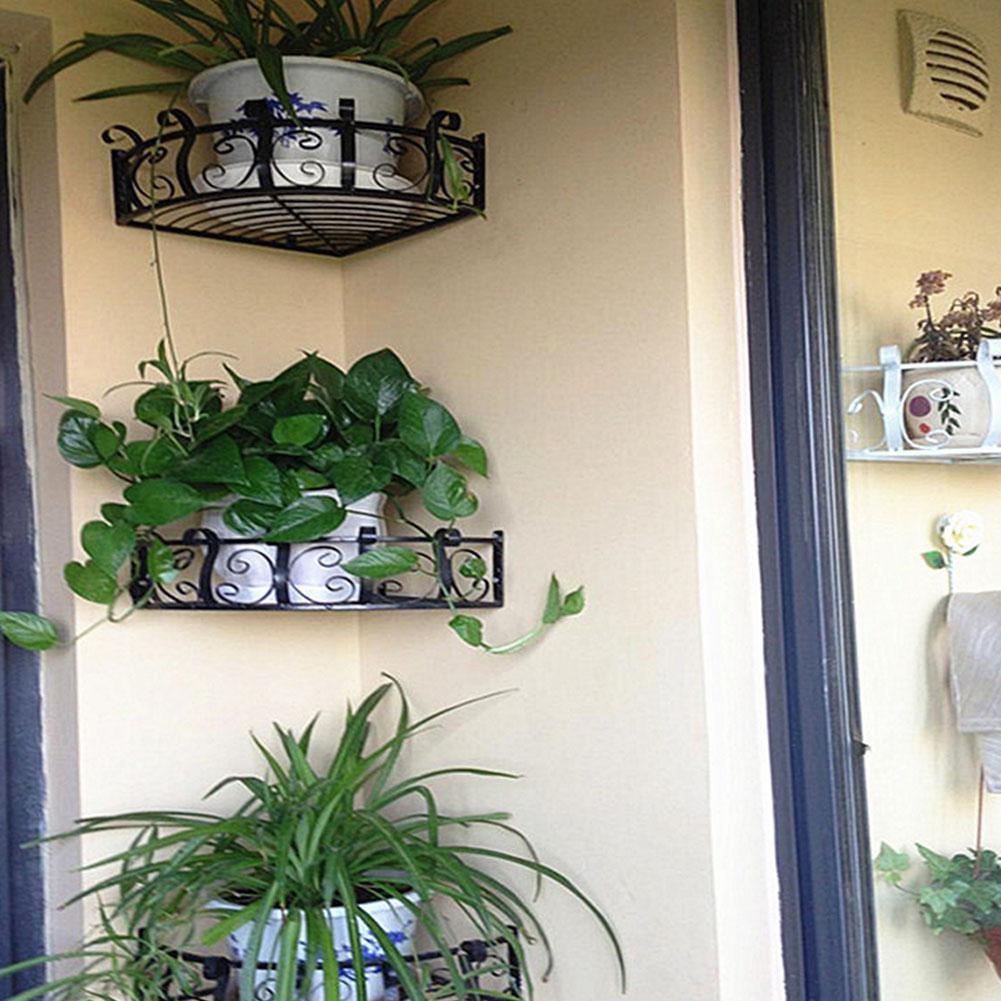 Geometri jern trekant blomst stativ hjørne opbevaring rack med væg hængende havearbejde hjemmekontor dekoration