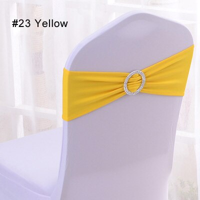 4 Pieces Wedding Spandex Chair Sashes Gold Pink Orange Yellow Chair Sash Bands Bow Wedding Party Birthday Chair Decoration: 23 Yellow