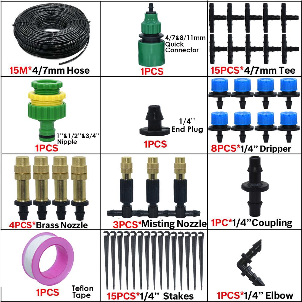 KESLA Garden Micro Drip Irrgation Watering Kit Timer Controller Automatic Misting Cooling 17CM Sprinkler Stake System Greenhouse: KSL01-KIT191-15M