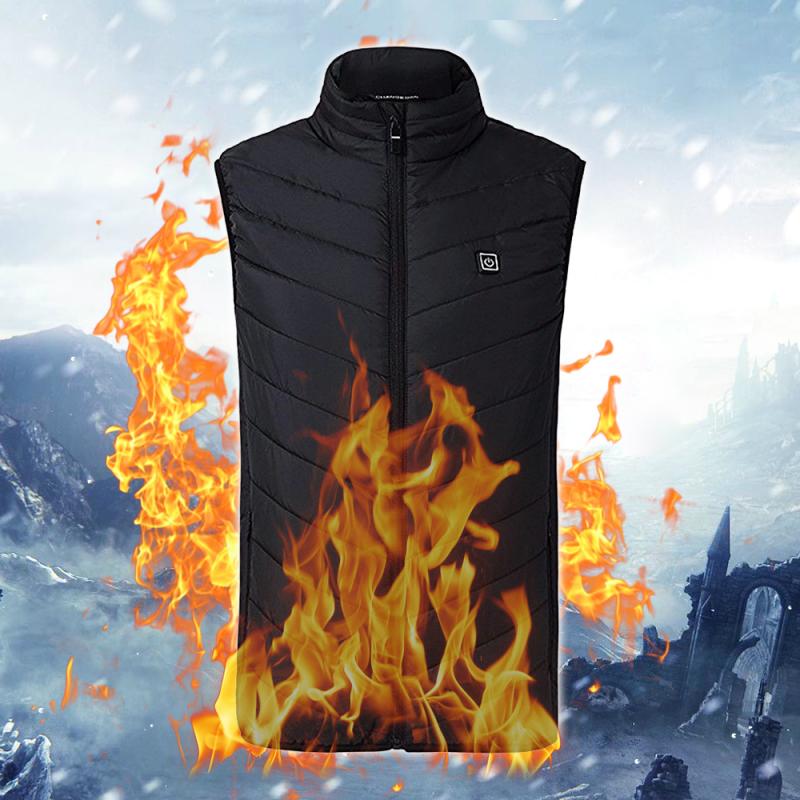 Unisex Electric Heating Pad Battery Heating Sleeveless Vest Winter Heated Outdoor Travel Jacket USB Rechargeable Heating Pad