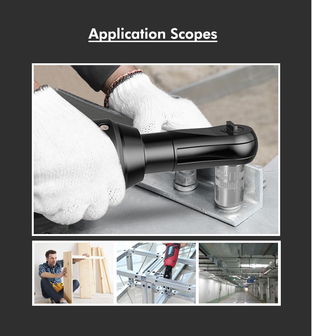 3/8'' 12V 18V 28V 2 Lithium-Ion Battery Electric Ratchet Wrench Rechargeable Electric Cordless Right Angle Wrench For Car