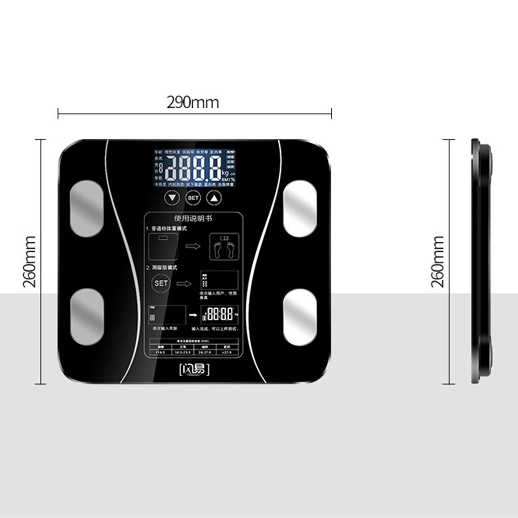 Bathroom Scales Floor Body Smart Electric Digital Weight Health Balance Scale Toughened Glass LCD Display 180kg/50g