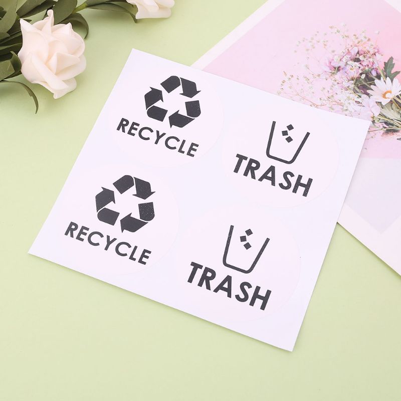 2 PCS Recycle Trash Symbol Vinyl Lettering Decals Sticker For Trash Cans Garbage Container Home Decor
