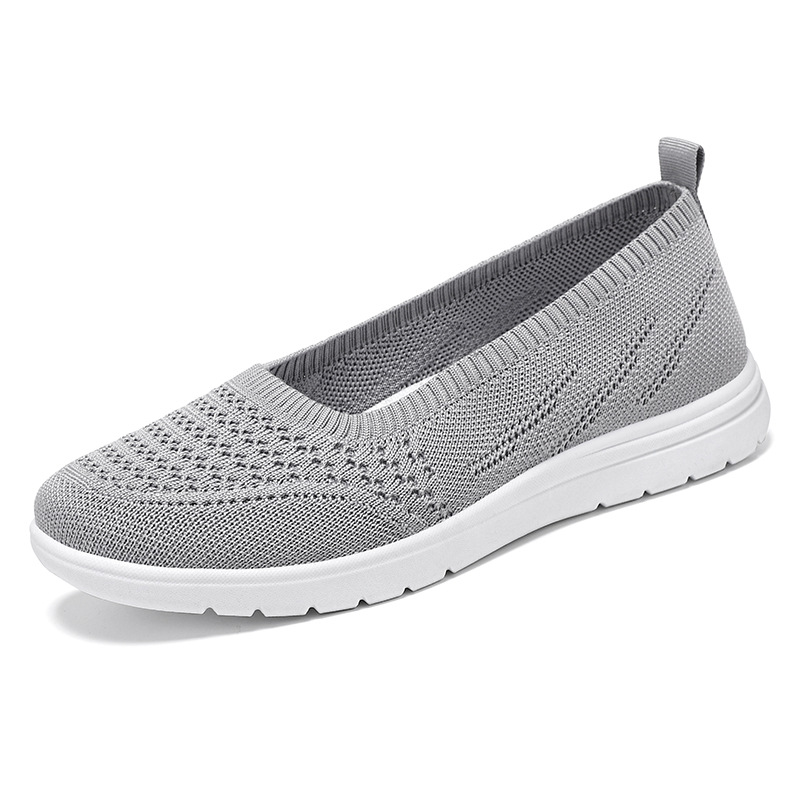 Women's Slip On Solid Color Shoes Summer Mesh Breathable Casual Shoes Walking Non Slip Platform Sandals Flats Loafers: GRAY / 41