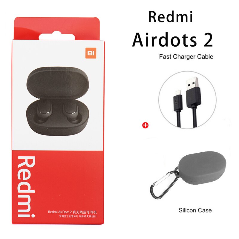 Xiaomi Redmi Airdots 2 Ohrhörer Wahre Drahtlose Kopfhörer Bluetooth 5,0 Headset Mit Mic Lade Kopfhörer In-Ohr stereo bass: Airdots 2  greycable