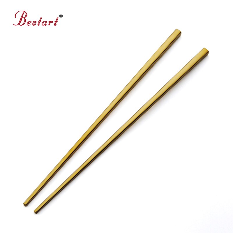 Baguettes chinoises chaudes en métal or en acier inoxydable bâton carré Sushi nouilles chinoises baguettes longue Baguette Cool outil pour manger