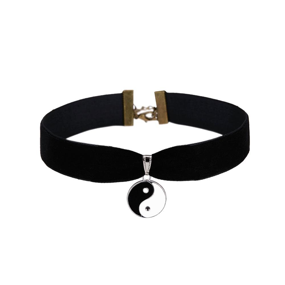 Choker Ketting Zwart Kant Fluwelen Strip Vrouw Kraag Partij Sieraden Ketting Handgemaakte Lederen Touw Sneeuwvlok Ster Sleutelbeen Keten: 7