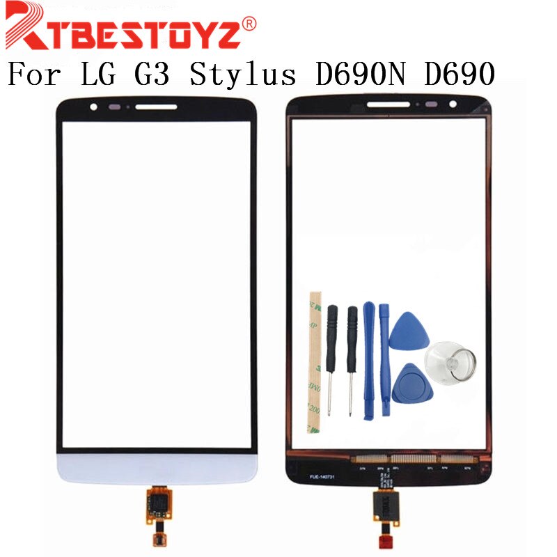 RTBESTOYZ 5.5 "Touchscreen Digitizer Sensor Glas Lens Panel Zwart Wit Goud Kleur Voor LG G3 Stylus D690N D690