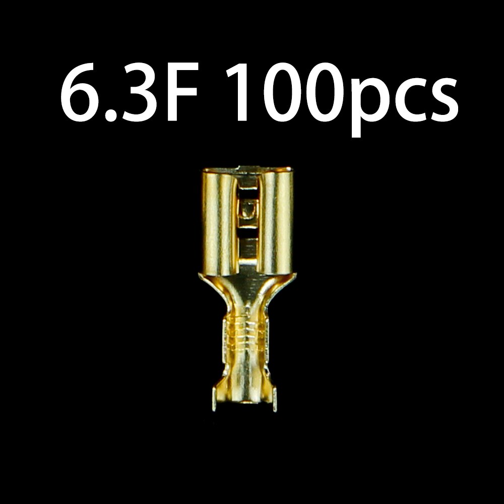 2.8/4.8/6.3Mm Golden Geïsoleerde Wire Crimp Terminal Universele Wond Connector Plug Voorjaar Insert Quick En Eenvoudige terminal Schede: 6.3F 100PCS J