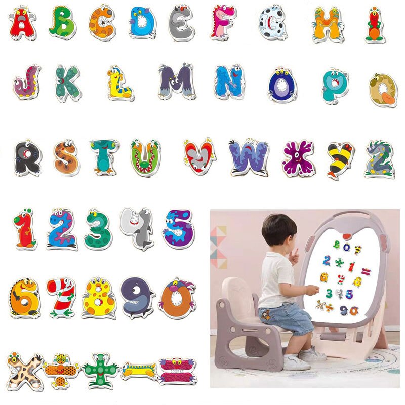Cartoon Animal Fridge Magnets for Kids Children Toys Alphabet Letters Numbers Magnet for Refrigerator Stickers Decor for Kitchen