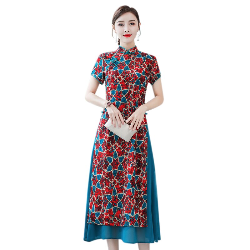 vietnam aodai chinese traditional dress chinese dress qipao long chinese cheongsam dress chinoise modern cheongsam dress: XXXL