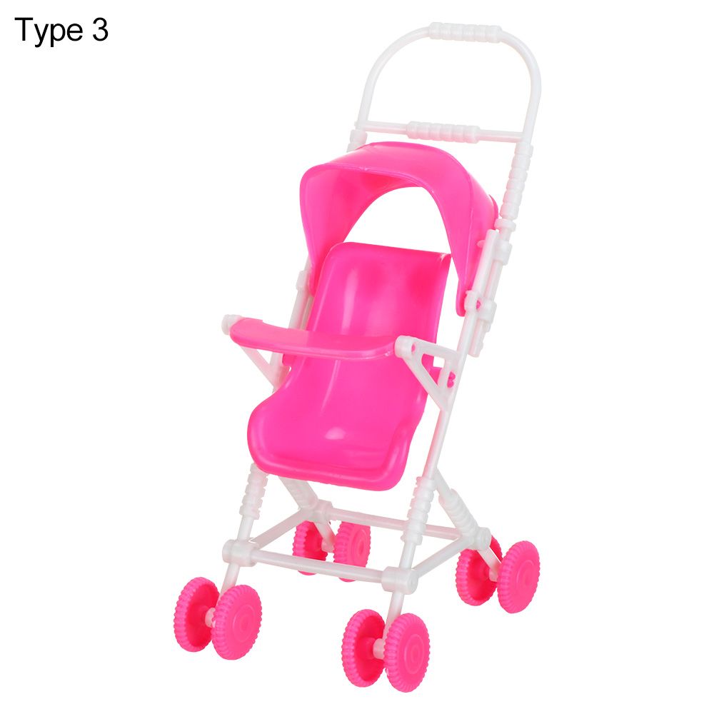 Baby Stroller for Dolls Dollhouse Furniture accessories Infant Carriage Trolley Nursery Model Girls Doll house Play Toys: SKY BLUE