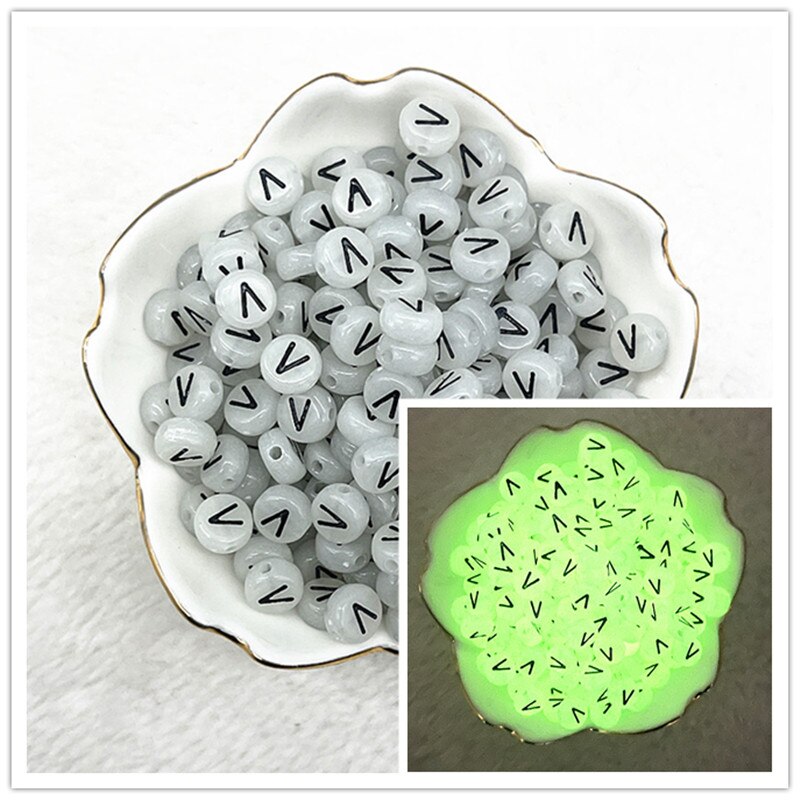 100 Uds. Cuentas luminosas de A-Z de 7x4mm, cuentas con letras, cuentas espaciadas acrílicas para fabricación de joyería, pulsera de dijes DIY