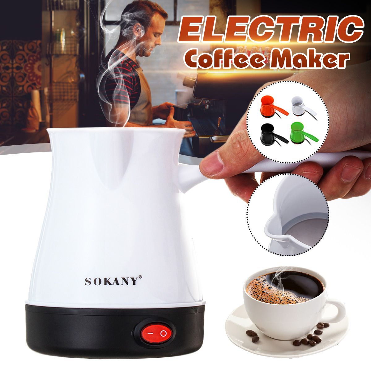 Sokany205colorida Mini cafetera de pavo cafetera portátil eléctrica cafetera hervida hervidor de café de leche