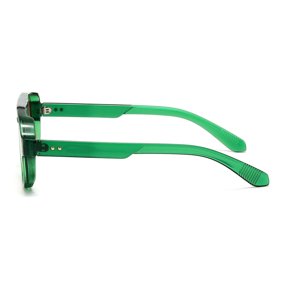 JNPCXI Vintage doble puente hombres gafas de sol cuadradas verde océano lente UV400 gafas mujeres tendencia remaches gafas de sol