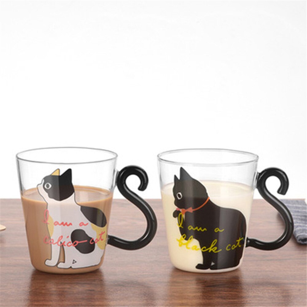 Kaffe glas mugg brev tryckt mjölk te kaffekopp cocktail glas kopp genomskinliga muggar handgjorda drinkware par