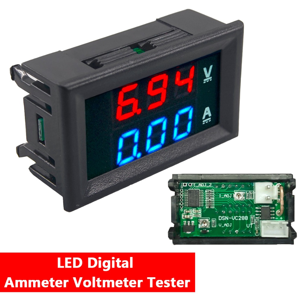 DC 100V 10A Voltmeter Ammeter Blue + Red LED Amp Dual Digital Ammeter Voltmeter Gauge