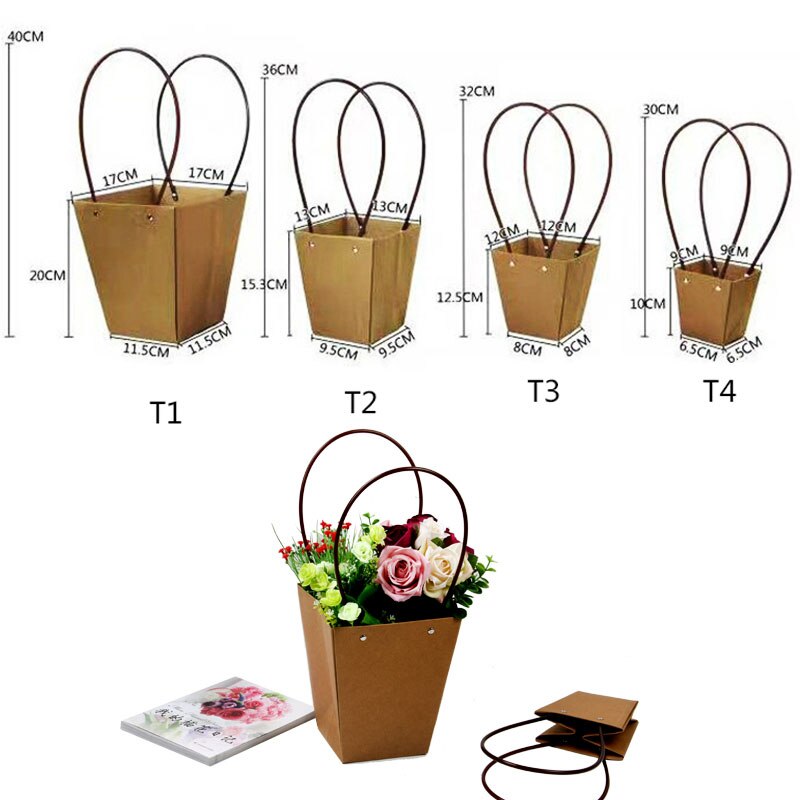 Sac en papier Kraft trapézoïdal | Sachet carré pour plantes vertes/fleurs/viande 7A2251 1 pièce