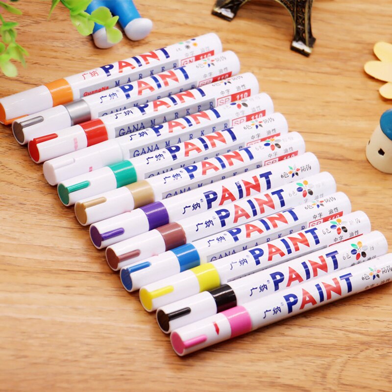 12 Kleuren Verf Marker Pen Waterdicht Autobanden Verf Pen Metallic Verf Marker Pennen Voor Hout Diy Graffiti Board schilderen