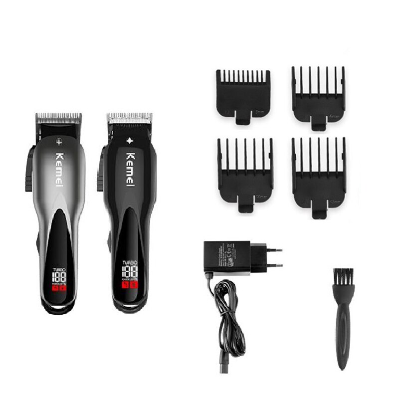 TURBO two speed adjustable hair clipper hair trimmer beard men electric hair cutter machine haircut all metal blad: 4pcs guide combs