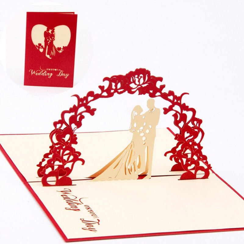 3d pop-up kaart hartvormige wenskaarten bruiloft verjaardagsgroetkaarten: B