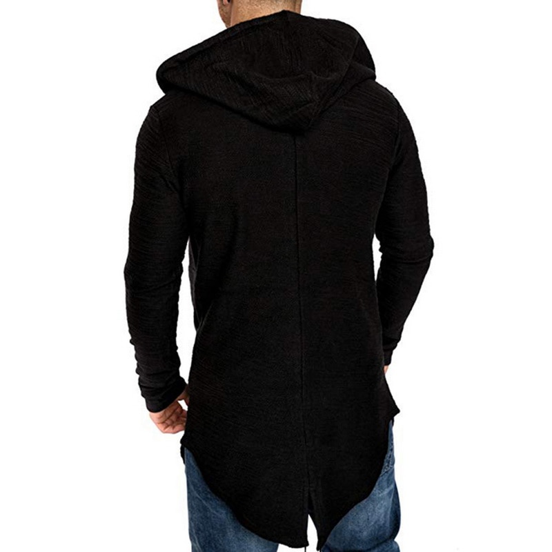 CYSINCOS Men's Long Cardigan Sweater Jacket Hooded Zipper Slim Fit Open Front Longline Cardigans with Pockets Men Sweater Jacket