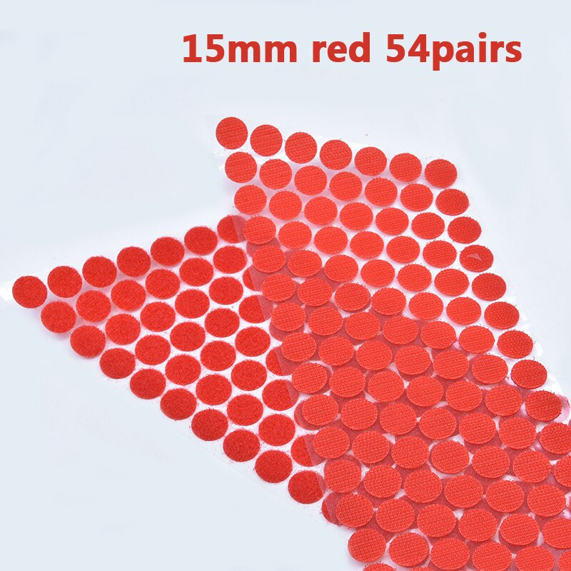 15mm 102 par farverige hvide selvklæbende fastgørelsestape krogløkke velcrobånd kabelbinder rund velcro nylonklistermærker gør-det-selv tilbehør: 15mm røde 54 par