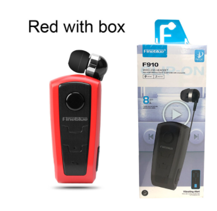 100% Original Fineblue F910 Wireless Bluetooth V4.0 Headset In-Ear Vibrating Alert Wear Clip Hands Free Earphone For Smartphones: Red with box