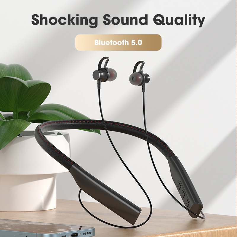 Niye Bluetooth Earphones Magnetic Headphone Sport Wireless Hanging Neck Earphones with Microphone For Xiaomi Red Mi Huawei P30: Black