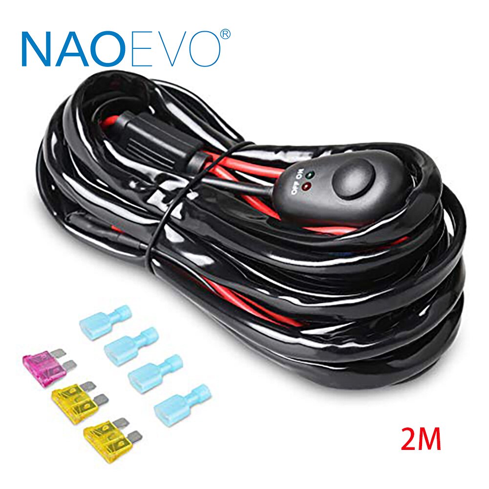 Nao 7Inch 240W Led Verlichting Bar Off Road 4X4 Accessoires 12V 24V Running lamp Spot Flood Beam Voor Atv Niva Vrachtwagen Verlichting: Wiring Harness
