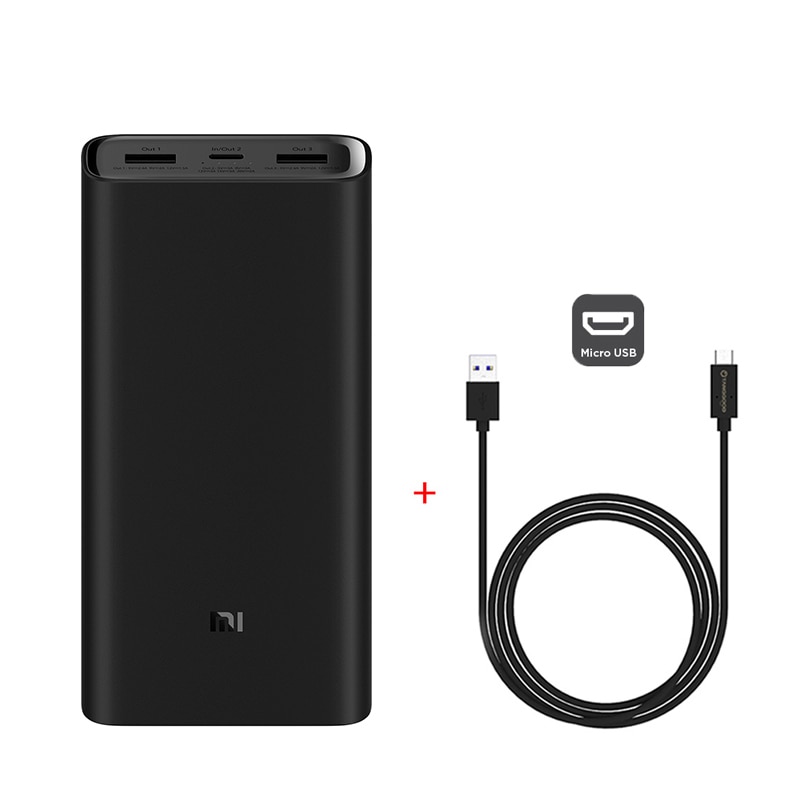 Xiao mi Power bank 3 20000mAh Pro PLM07ZM 3 USB Typ C 45W Schnelle Lade Tragbare mi Power 20000 externe Batterie Poverbank: Add Micro USB Cable