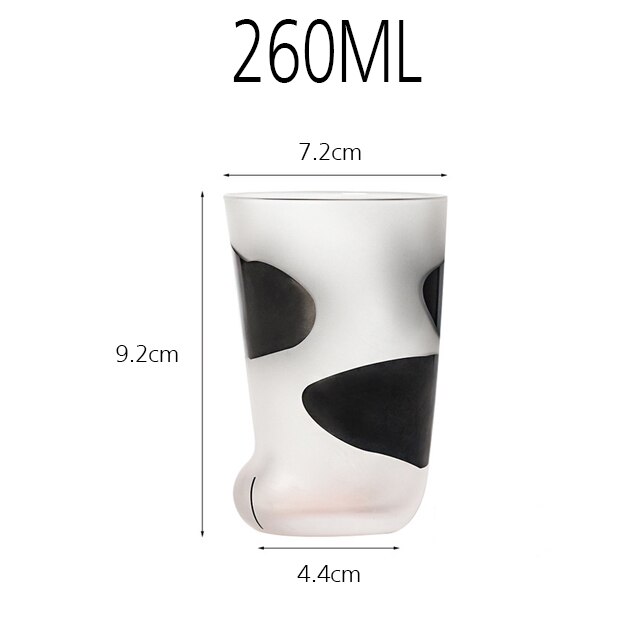 Cat Paw Cup Milk Glass Frosted Glasses Cute Cat Foot Claw Print Mug Office Coffee Milk Glass Kids Breakfast Cups: 260mlMilk cow cup