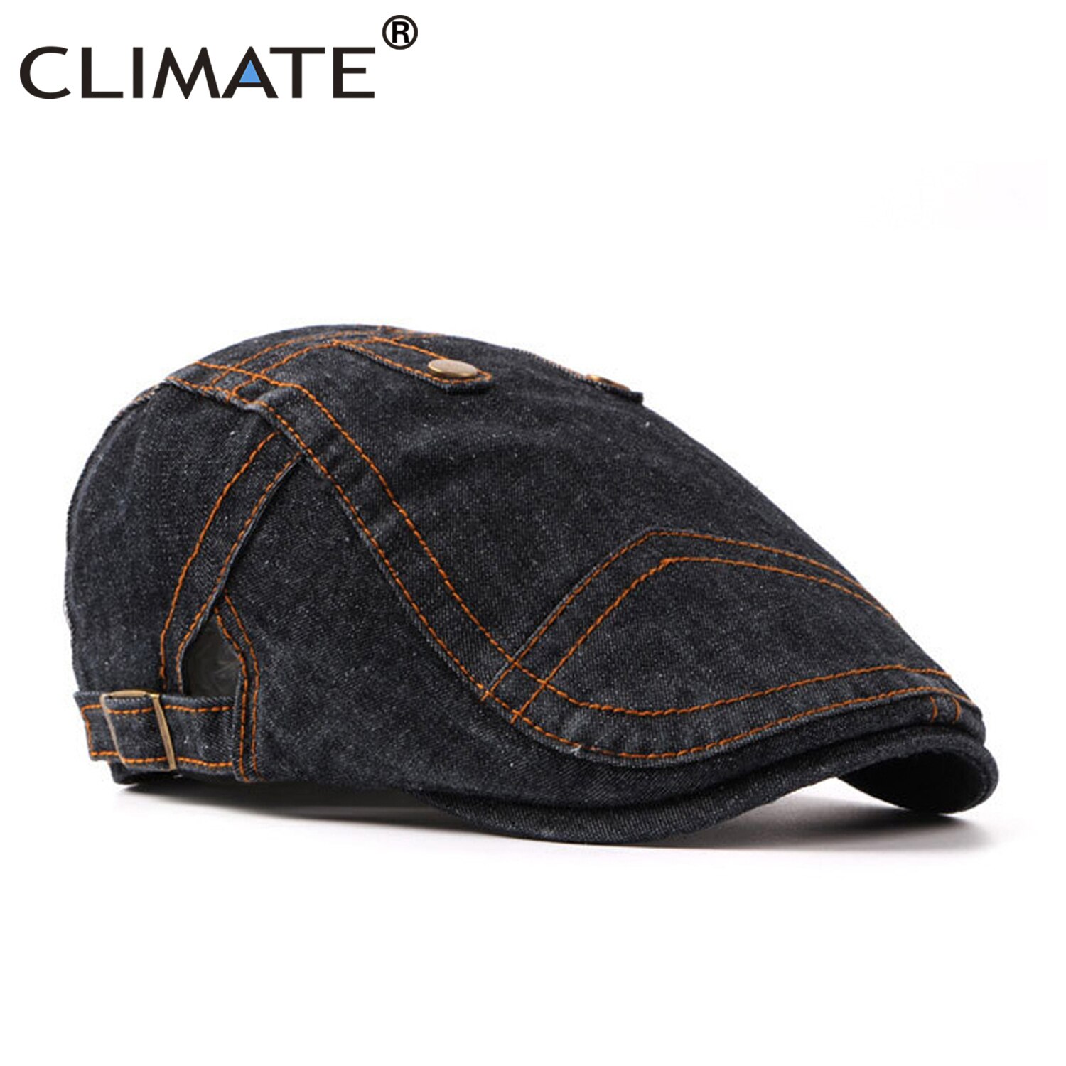Klimat män denim basker platt keps pappa hatt män hatt keps cowboy tyg jean vuxen jeans hatt justerbar marinblå jeans platt kepsar