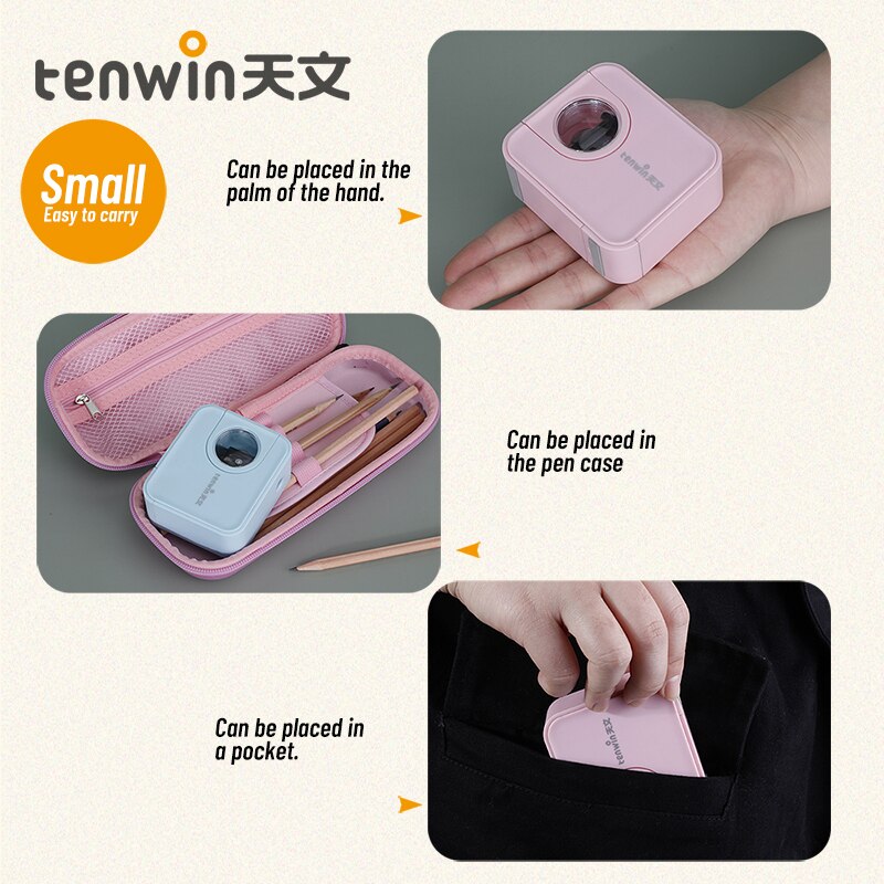 Tenwin Electric Pencil Sharpener Automatic Heavy Duty Stationery Cute Battery USB for Kids Children