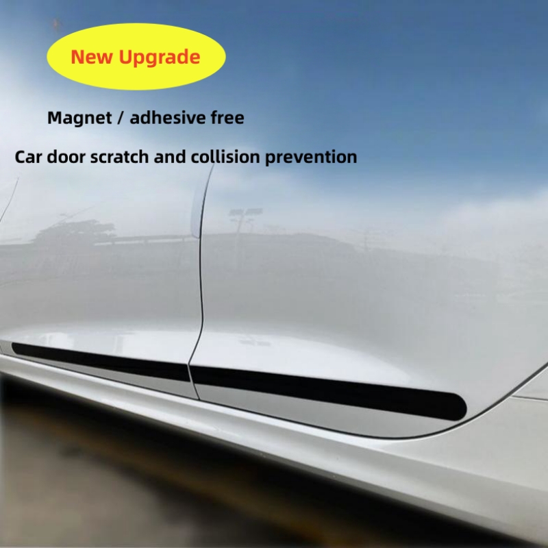Adhesive-Free/Magnetic Car Door Anti-scratch Strips Black White Rubber Body Side Edge Guard Decoration Protective Stickers