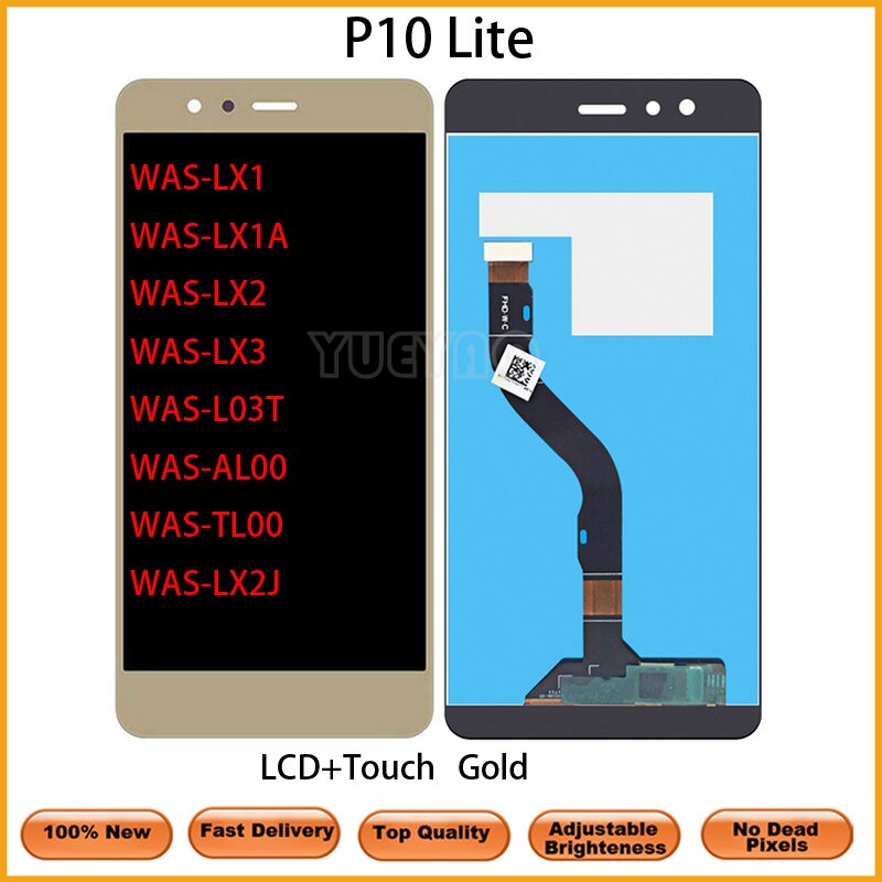 Pantalla LCD de 5,2 pulgadas con marco para Huawei P10 Lite, pantalla Lcd, digitalizador táctil, conjunto de pantalla LCD y Marco: LCD NoFrame Gold