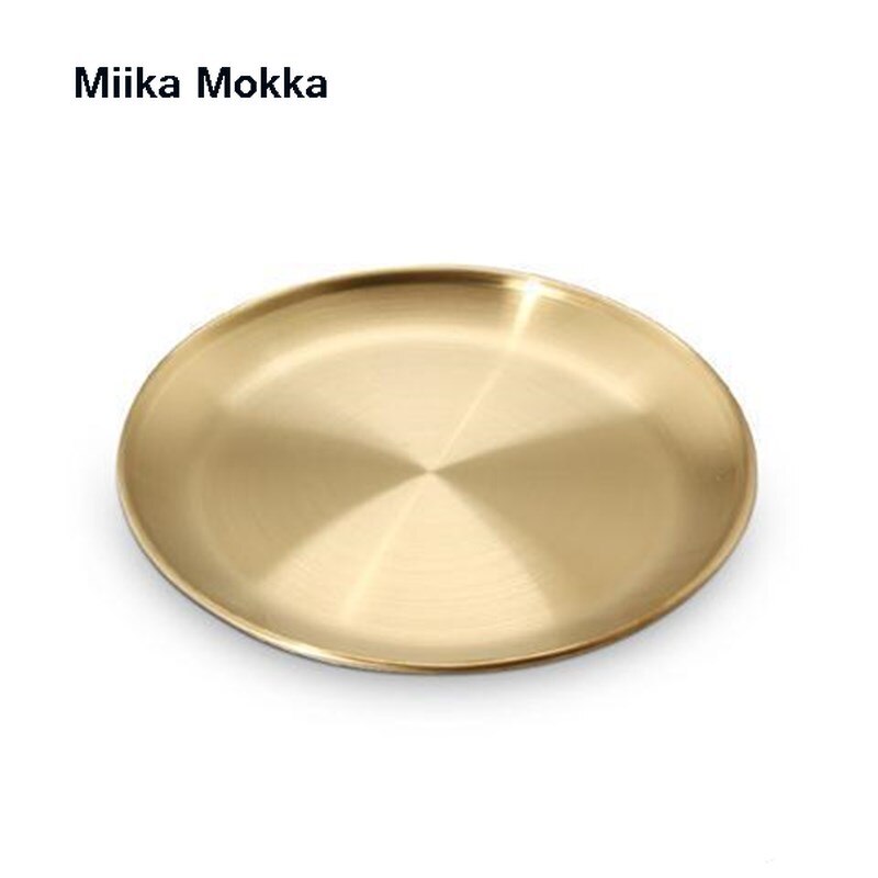 European Dinner Plates Gold Silver Dining Plate Fruit Plates Round Serving Dishes Plate Cake Tray Steak Tray Tableware: gold / 20cm