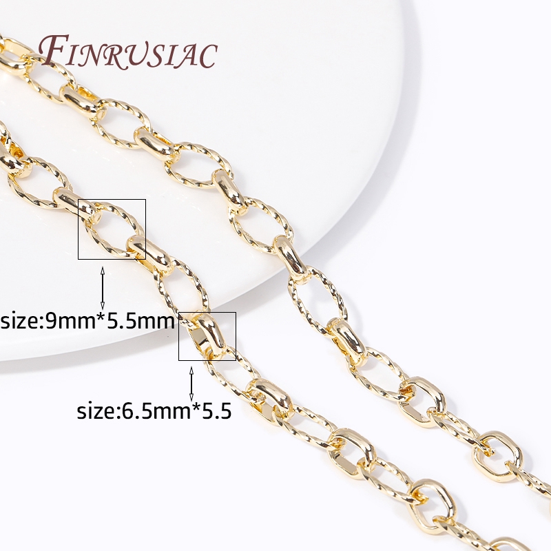 Cadenas grandes y gruesas de Metal de latón chapado en oro de 14K para hacer accesorios de collares, cadenas para hacer joyería DIY, varios estilos: Blanco