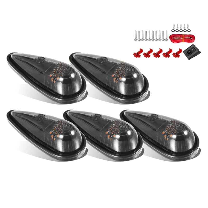 5Pcs Cab Lights Teardrop Cab Lights Waterproof Truck Cab Marker Lights 9 LEDs Roof Running Top Marker Lights